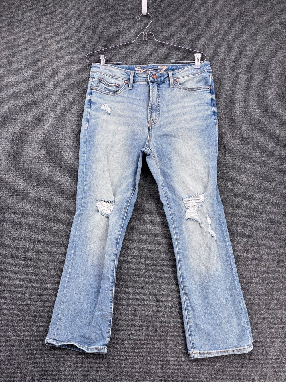 Seven7 Distressed Light Wash High Rise Cropped Wide Jeans Women’s 6